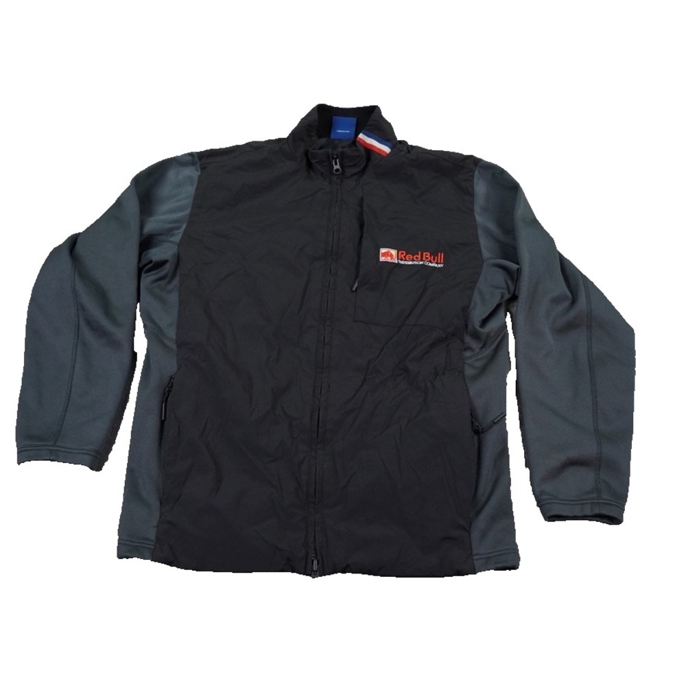 Red Bull Distribution Jacket Mens Medium Black Employee Softshell Full Zip Logo